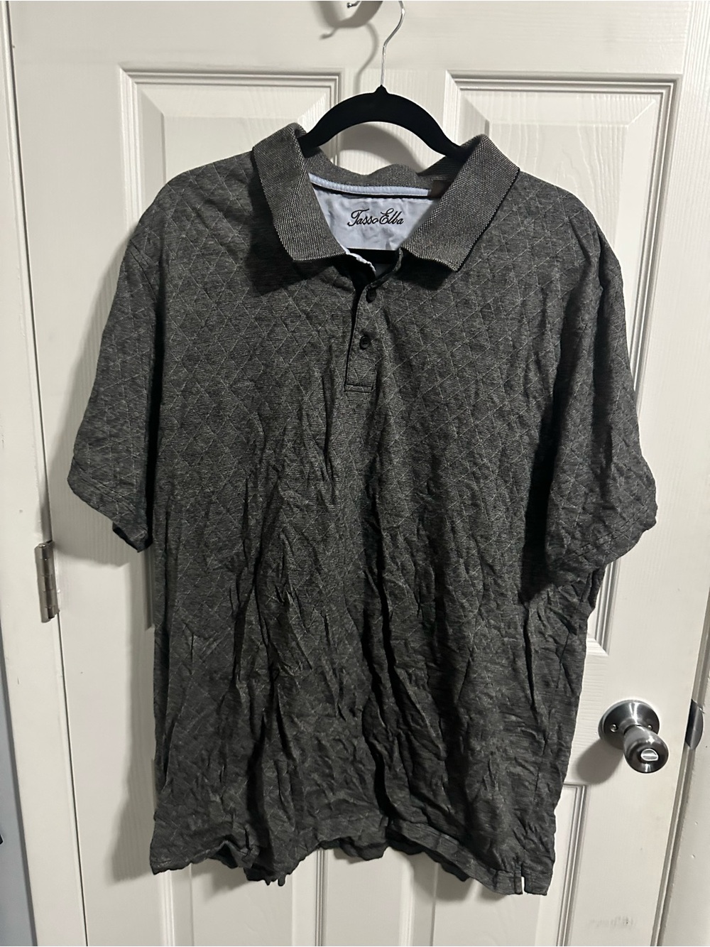 Tasso Elba Men's Charcoal Cross Hatch Polo Shirt XXL